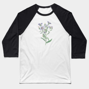 Purple Flowers Vintage Botanical Illustration Baseball T-Shirt